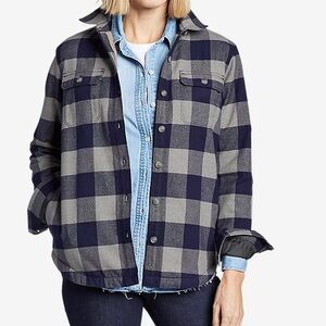 Eddie Bauer Plaid Button-Up Buffalo Check Flannel Shirt Jacket